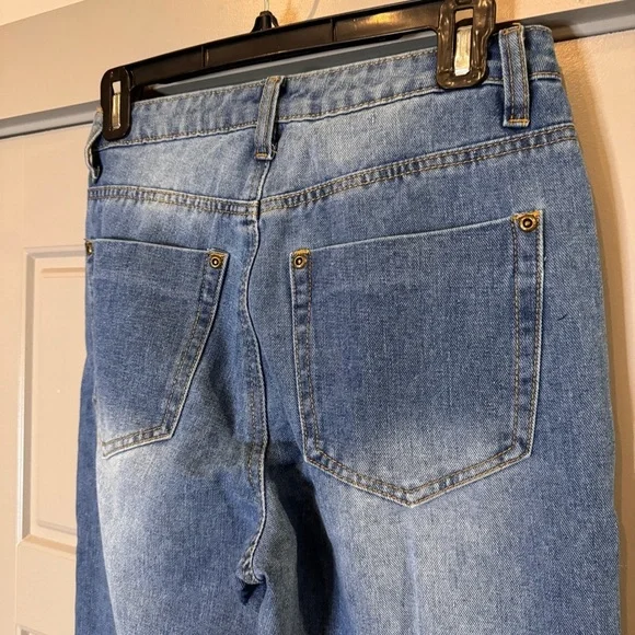 NWT NASTY GAL | Distressed Blue Jeans High Rise Straight Leg Women’s Size 4 - Picture 4 of 11